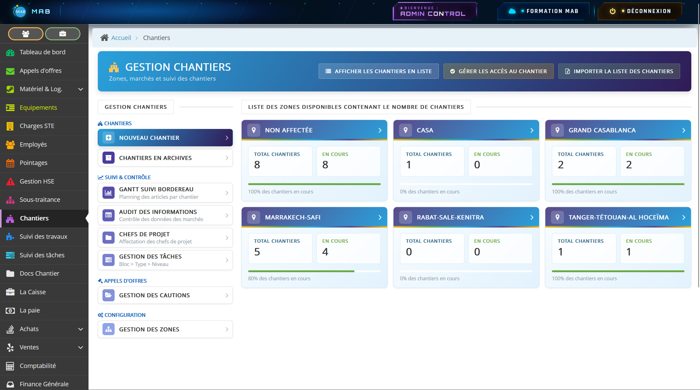 Gestion & Suivi des Chantiers — MAB ERP